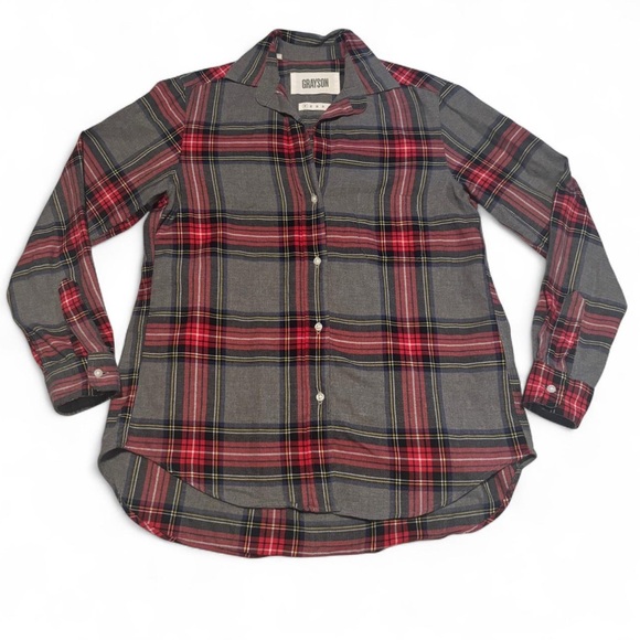 Grayson Tops - Grayson Women's XS Sz 1 The Hero Flannel Plaid Button Shirt Gray Red